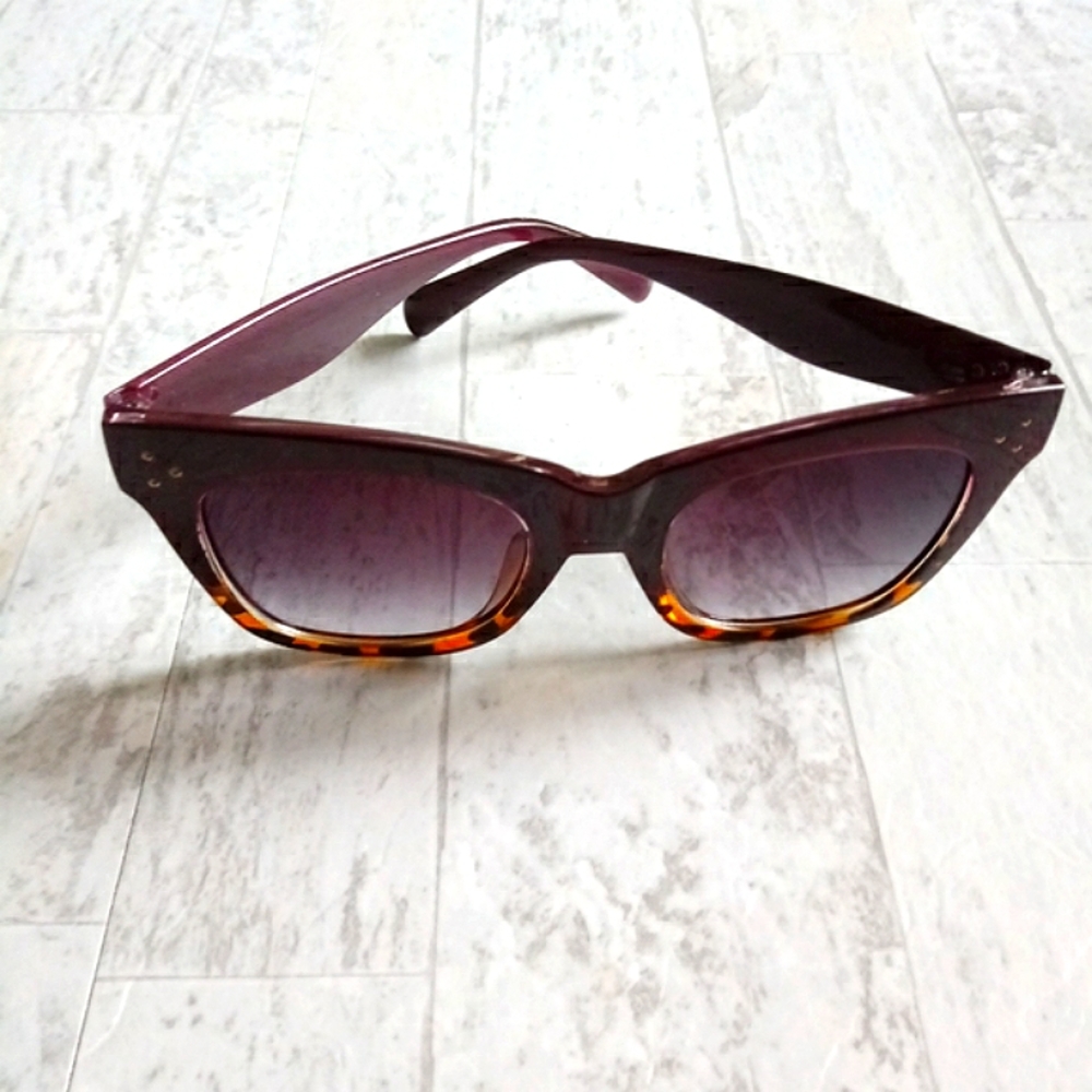 New Women's Oversized 2-Tone Animal Print Cat Eye Sunglasses - Picture 5 of 8